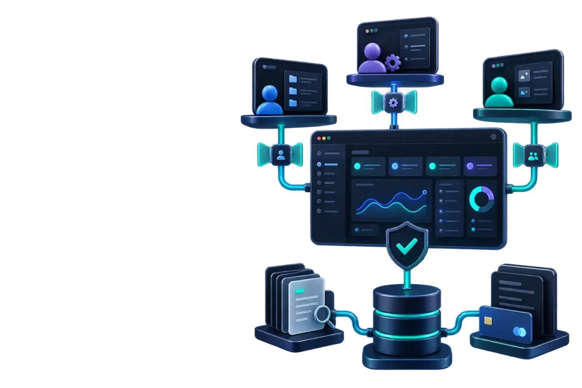 Custom dashboard modules assembled into one web application
