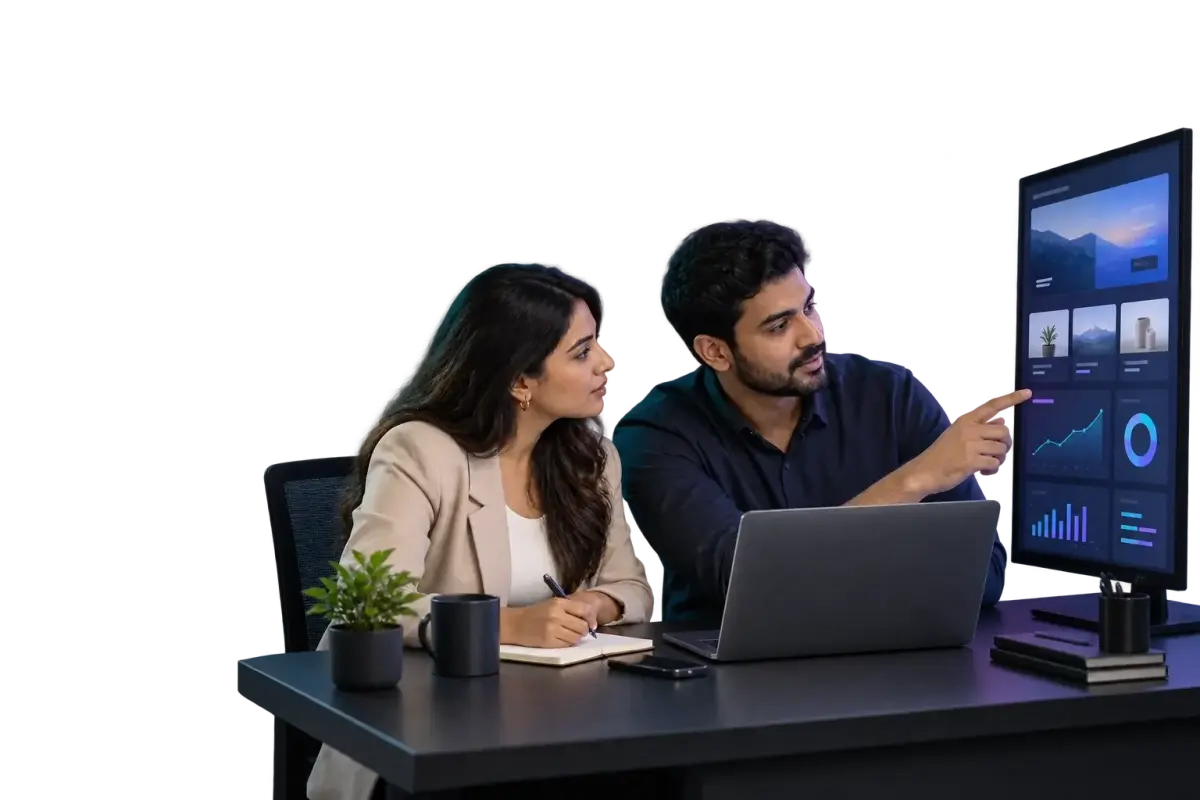Marketing team reviewing campaign performance