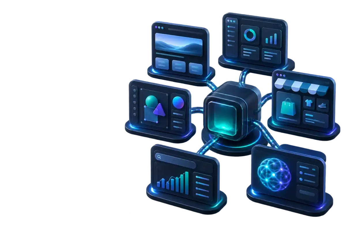 Web, AI, and design services connected into one delivery pipeline