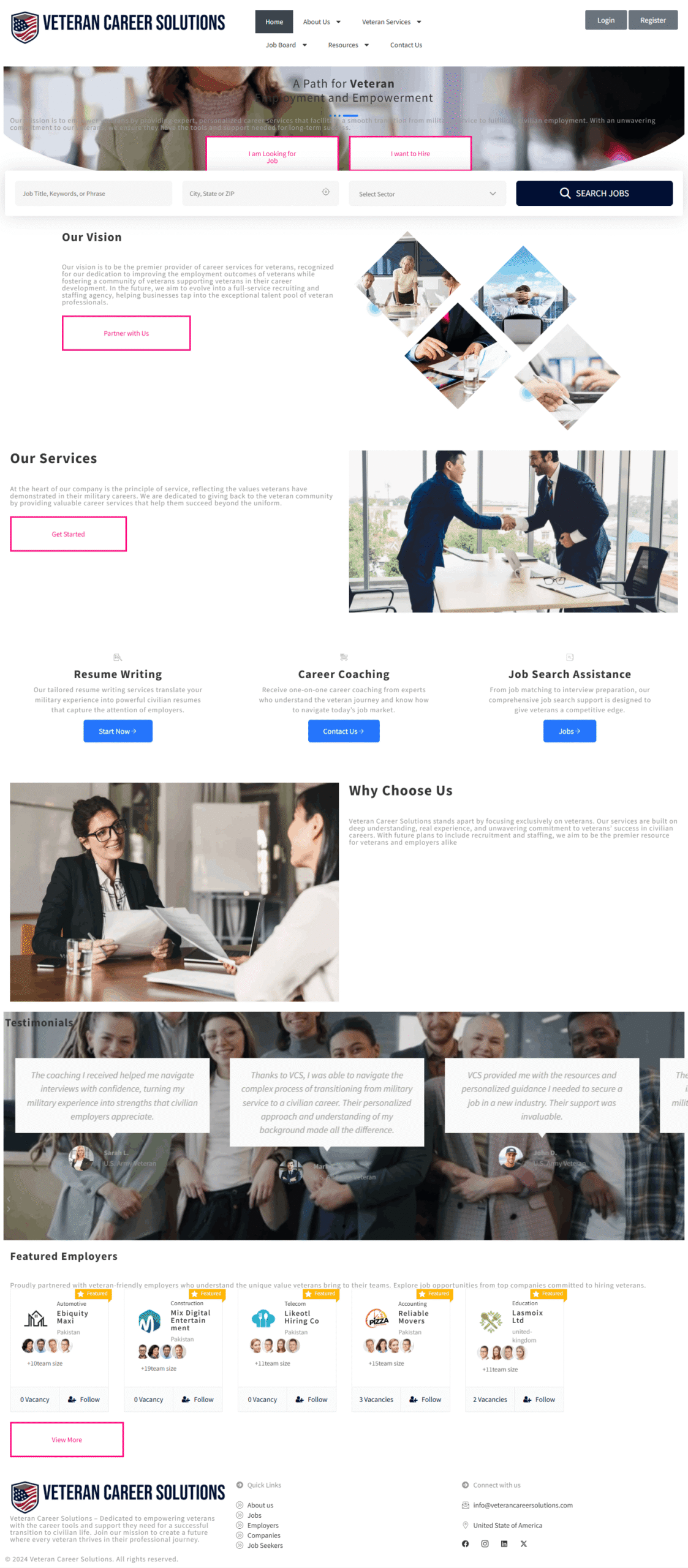 Veteran Career Solution– WordPress Website